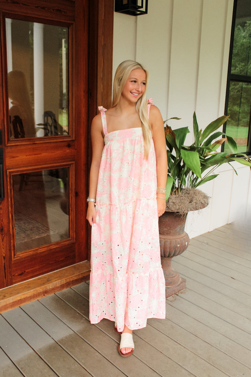 Pink Floral Tie Midi