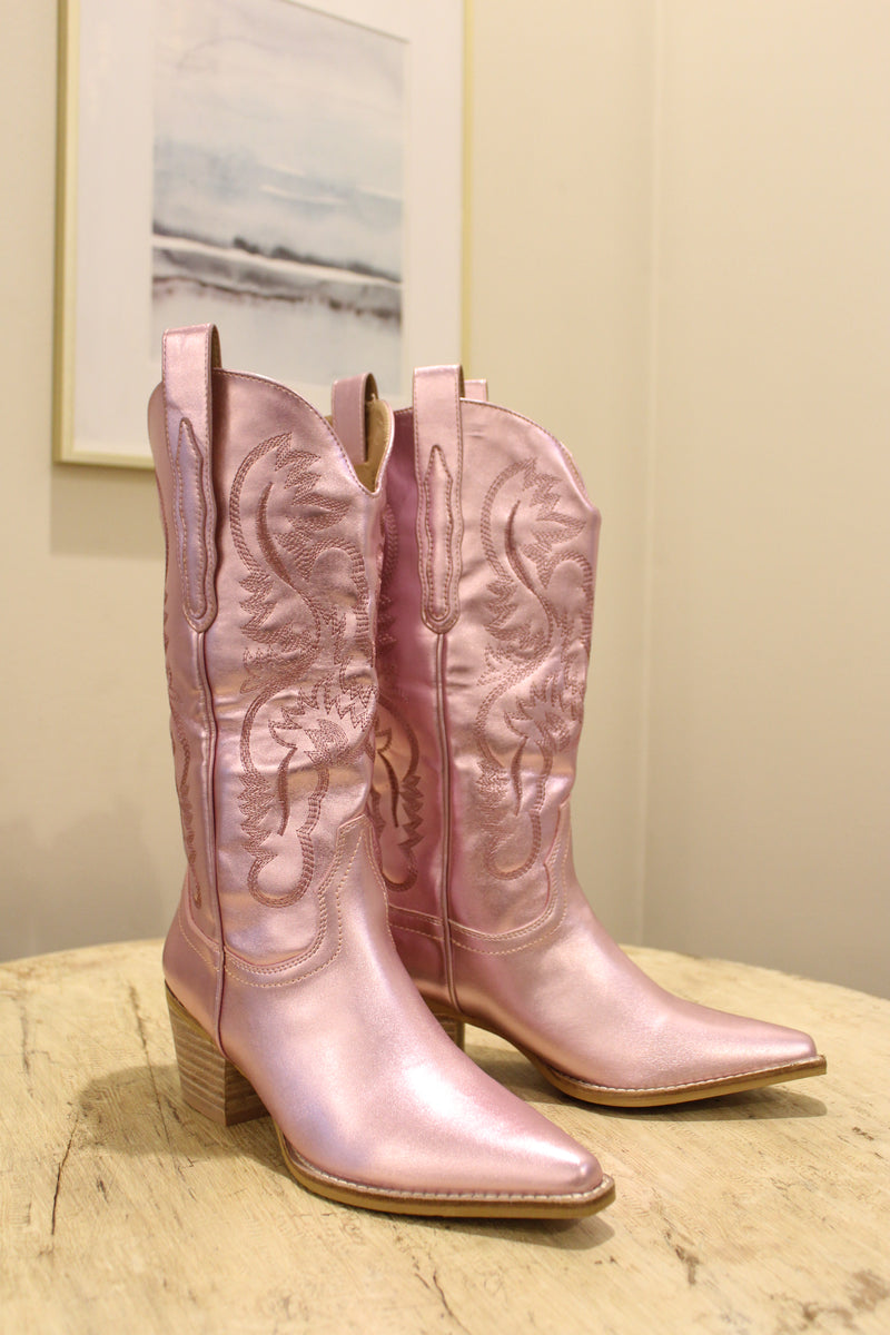 Pink Metallic Cowgirl Boot