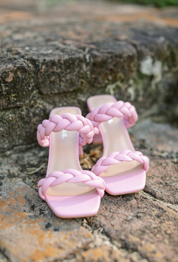 pink braided heel